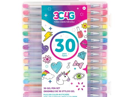 30 Gel Pen Set with Color Your Own Sticker Sheets Online now