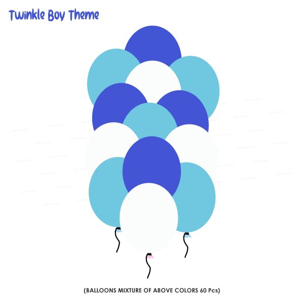 Twinkle Twinkle Little Star Boy Theme Colour 60 Pcs. Balloons Discount